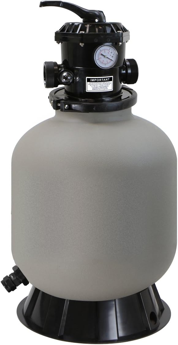 XtremepowerUS 16" Above Inground Swimming Pool Sand Filter System 7-Way Multi-Port Valve Pool Filter up to 21,000 Gallons with Stand
