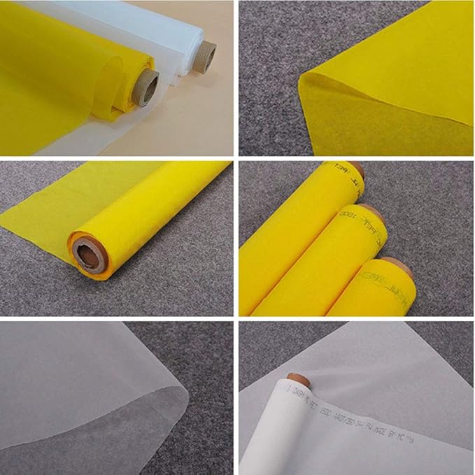 Silk Screen Printing Mesh, 100/110/120/140/160/180/200/250/300Mesh, White Yellow for Screen Printing Machine Equipment Accessories, Filter Painting, Polyester Fabric (120M/48T White)