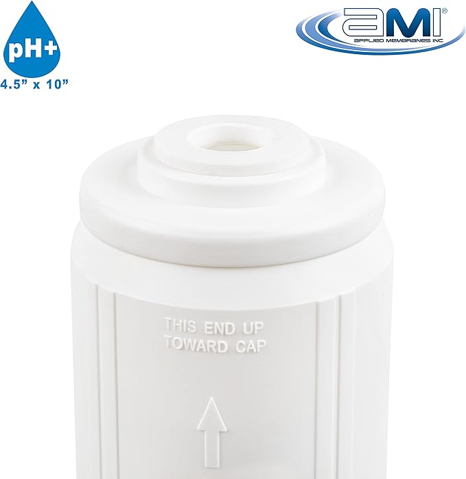 APPLIED MEMBRANES INC pH Neutralization Water Filter Cartridge | Calcite Filter to Raise Alkalinity of Low pH Water | Standard 4.5" x 10" Size fits 10 Inch Filter Housing | H-F4210CALCITE (4.5x10))