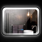 Bathroom Mirror with LED Light and Demister Pad Wall Mounted Mirror Makeup Shaving Mirror Smart Touch Switch (Black 600 * 800mm)