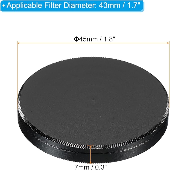 PATIKIL 43mm Lens Cap, Camera Lens Cap Cover Universal Front Metal Lens Filter Stacks Cap Protective Case for 43mm Camera Circular Polarizing Fader ND Filter, Black