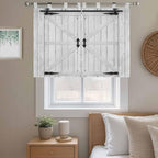 Farmhouse Wood Grain Kitchen Curtains 45 Inch Length, Short Cafe Window Curtains Tab Top, Vintage Country Barn Gate Grey Light Filtering Window Treatments Tier Drapes 27.5"x45" 2 Panel