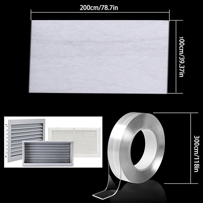Air Vent Filter Kit, Electrostatic Vent Filter, Dust Control Vent Filter, Suitable for Air Ports, Range Hoods, Greenhouses, Etc