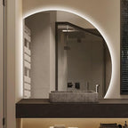 Bathroom Wall Mounted Mirror, LED Illuminated Vanity Mirror with Demister Pad, Mirror for Wall Decor Mirror with Anti-Fog, Dimmable Light Function, Touch Switch (Color : Left Cut, Size : 27.5
