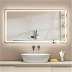 Backlit LED Illuminated Bathroom Mirror with LED Lights, Lighted Bathroom Makeup Wall Mounted Mirror with Demister Pad, Sensor Touch Switch, Horizontal/Vertical(B,H75*W100CM/H29.5*W39.3IN)