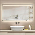 Backlit LED Illuminated Bathroom Mirror with LED Lights, Lighted Bathroom Makeup Wall Mounted Mirror with Demister Pad, Sensor Touch Switch, Horizontal/Vertical(B,H40*W60CM/H15.7*W23.6IN)
