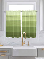 Gradient Green Wooden Board Window Valance Curtains, Retro Country Wood Grain Light Filtering Kitchen Valance with 3-inch Rod Pocket for Living Room Bathroom Bedroom,2 Panel,42x54In