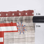 4th of July Sheer Valances for Windows 54"x18", Light Filtering Kitchen Curtains Valance, Stars Striped Farmhouse American Flag Wood Grain Rod Pocket Chiffon Curtains for Living Room Bedroom Cafe