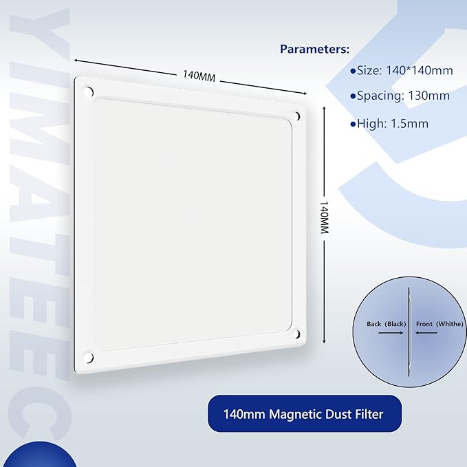 Dust Filter PC 120mm for Computer Cooler/PSU/Routers Nylon 80 Mesh, Magnetic Frame PC Fan Dust Mesh PC Cooler Filter Dustproof Computer Fan Grills (Nylon, 120 * 120mm, 5pcs, White)
