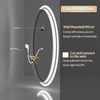 LUVODI Lighted LED Bathroom Mirror: 32”x24” Oval Wall Mounted Dimmable Makeup Mirror Anti-Fog with Back Lit - Illuminated 3 Colors Vanity Mirrors with Demister Pad Smart Touch Switch IP56 Rated