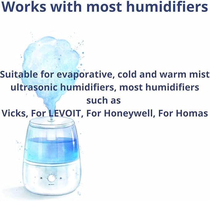Nispira Mist Demineralization Cartridge Filter Replacement Compatible with Homedics Vick Total-Comfort Ultrasonic Humidifier | Prevents Mineral Deposit Hard Water White Dust | 12 Packs