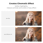K&F CONCEPT 67mm Clip-on Black Diffusion 1/4 Phone Camera Lens Filter Kit, Mist Cinematic Effect Filter Compatible with iPhone 16 15 14 13 12 11, for Video/Vlog/Portrait Photography