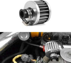 MUGE RACING 2Pcs Air Filter Cold Air Intake Filter Breather 12mm Valve Cover Breather Filter For Car and Motorcycle (Sliver)