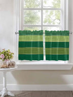 Farm Retro Green Wood Grain Window Valance Curtains, Rustic Wooden Plank Texture Light Filtering Kitchen Valance with 3-inch Rod Pocket for Living Room Bathroom Bedroom,2 Panel,27.5x24In
