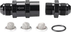 8AN Inline Fuel & Oil Feed Filter Set with 30 80 150 Micron Elements Aluminum Black