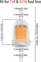Strongthium 1/4" 5/16" Inline Fuel Filters with Magnet for Briggs & Stratton John Deere Kawasaki Kohler Lawn Mowers Small Tractors Garden Tillers Go Garts & Clamps x20