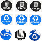 8pcs Trash Sorting Decals Self-Adhesive Waste Container Stickers for Recycling Labels for Easy Waste Classification Black Blue