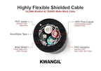 4C 22AWG AMSB Shielded Cable Wire (UL2464) - Highly Flexible Str TC, PVC Ins, OS+TC BRD, PVC JKT for CNC Machine, Stepper Motor, VFD Spindle (Matte Black 100FT)