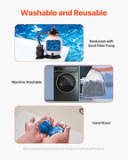 VEVOR Pool Filter Balls for Sand Filter, 3.1 lbs, Filter Balls Replace Pool Filter Sand, Reusable Blue Polyester Fiber Filter Media with Wash Bag, for Swimming Pool Aquarium Tank Above Ground Pool
