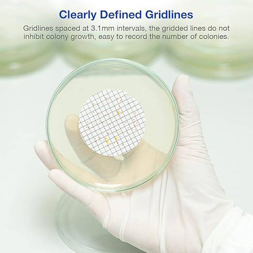 SimPure MCE Gridded Membrane Filter Sterile, 47mm Diameter and 0.45um Pore Size, Individual Pack Membrane Disc Filter, Hydrophilic Filter Paper, Pack of 500