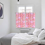 2 Panel Kitchen Cafe Curtains, Desert Camel Sunlight Filtering Nature Air Through, Window Decor Tier Curtains for Living Room 104W x 63L inch Vintage Sand Camel Leaves Flower Pattern Pink