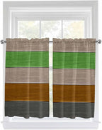 Farm Gray Green Brown Wood Grain Window Valance Curtains, Rustic Wooden Plank Light Filtering Kitchen Valance with 3-inch Rod Pocket for Living Room Bathroom Bedroom,2 Panel,27.5x45In