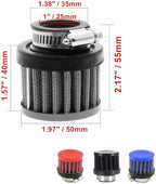 4 Pack ID I inch (25mm) Air Intake Filter with Clamp, Universal Car Air Intake Filter 1" Inlet, Black