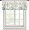 Summer Beach Sheer Valance Curtains, Ocean Colorful Coral Shell Seaweed Starfish Linen Light Filtering Kitchen Valances Rod Pocket Voile Curtain Treatment for Bedroom/Living Room/Basement 42Wx18L