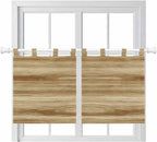 Light Brown Wood Grain Kitchen Curtains 24 Inch Length, Small Window Curtains Tab Top, Western Farmhouse Barn Door Light Filtering Short Window Treatments Tier Drapes 27.5"x24" 2 Panel