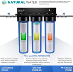 iSpring F3WGB32BKS 3-Stage Whole House Water Filter Set, 4.5” x 20” Sediment, GAC+KDF, and CTO Carbon Block Cartridges, Fits WGB32B-KS