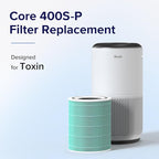 LEVOIT Genuine Core 400S-P Air Purifier Toxin Absorber Replacement Filter, Supports HEPA Sleep Mode, High-Efficiency Activated Carbon for Removal of Odor, Pollen, Smoke, Core 400S-RF-TX, 1 Pack, Green