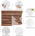 Western Barn Door Magnetic Double Layer Car Window Shades,Side Window Curtains for Blackout/Breathable Mesh View,Country Farmhouses Wooden Grain Brown Heat Protection Privacy Sun Shades 26x20in 1pcs
