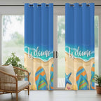 Summer Outdoor Curtains for Patio Beach Slippers Plumeria Waterproof Outside Curtains with Grommet Top Weatherproof Curtain for Cabana Pergola Gazebo, 1 Panel, 54" W x 108" L