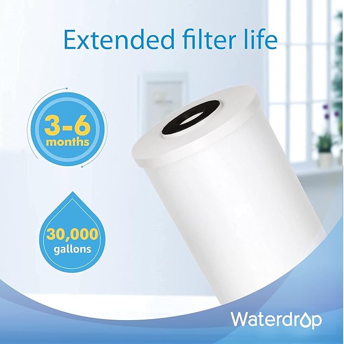 Waterdrop FXHTC Whole House Carbon Water Filter, Replacement for GE® FXHTC, GXWH40L, GXWH35F, Culligan® RFC-BBSA, American Plumber W10-PR, W10-BC, WRC25HD, 10" x 4.5" Cartridge, 5 Micron, Pack of 3