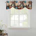 Country Flower Tie Up Valance for Window, Western Texas Star Butterfly Barn Door Adjustable Balloon Window Shade Valance Curtain for Kitchen Cafe Bathroom Window Treatment Panel 42''x12''