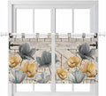 Spring Tulips Flower Kitchen Curtains 24 Inch Length, Small Window Curtains Tab Top, Vintage Floral Barn Doors Rustic Beige Light Filtering Short Window Treatments Tier Drapes 27.5"x24" 2 Panel