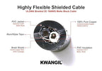 2C 18AWG AMSB Shielded Cable Wire (UL2464) - Highly Flexible Str TC, PVC Ins, OS+TC BRD, PVC JKT for CNC Machine, Stepper Motor, VFD Spindle (Matte Black 100FT)