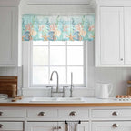Summer Beach Sheer Valance Curtains, Green Ocean Colorful Coral Shell Seaweed Starfish Light Filtering Kitchen Valances Rod Pocket Voile Curtain Treatment for Bedroom/Living Room/Basement 42Wx12L