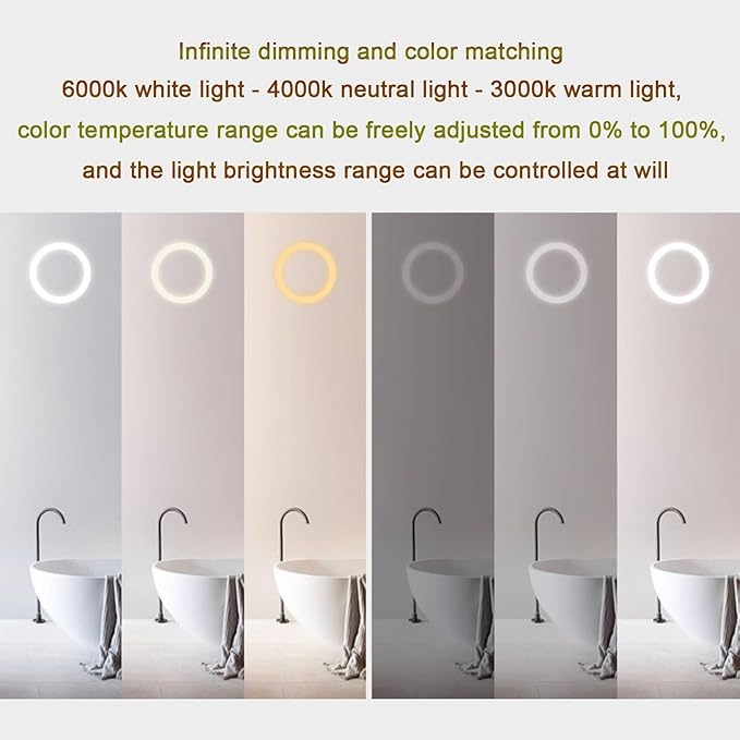 Smart Illuminated LED Bathroom Mirror，Bathroom Mirror with LED Lights，Energy-Saving LED Smart Mirrors，LED Mirror for Bathroom，with Demister Pad and Smart Touch Switch(H60*W90cm/H23.6*W35.4IN)