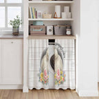 Easter Bunny Kitchen Curtains 45 Inch Long 2 Panel Set, Rod Pocket Window Treatment, 3D Optical Illusion Farmhouse Flower Wood Grain Light Filtering Panels Short Drapes for Bathroom Camper 42"W x 45"L