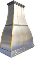 CHETTO C Stainless Steel Range Hood Cover with Quiet Vent Hood Insert Custom Handcrafted Metal Kitchen Fan with Towel Rack LED Light 48"W x27"D x21"H Brushed Stainless Steel Island Mount