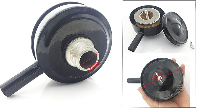 YXQ Filter Silencer 3/4PT 26mm Male Thread 5 inch Diameter Air Compressor Inlet Intake Sound Muffler + Air Filter Element