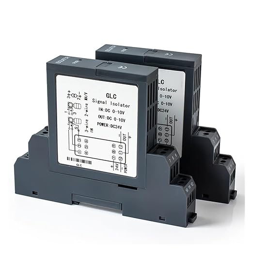 Analog Signal Isolator 4-20mA Signal Isolator Din Rail Mount 0.5% FS Precision for Industrial Automation PLC Control System(1 in 2 Out,Output 0-10MA_Input 0-75MV_DC24V)