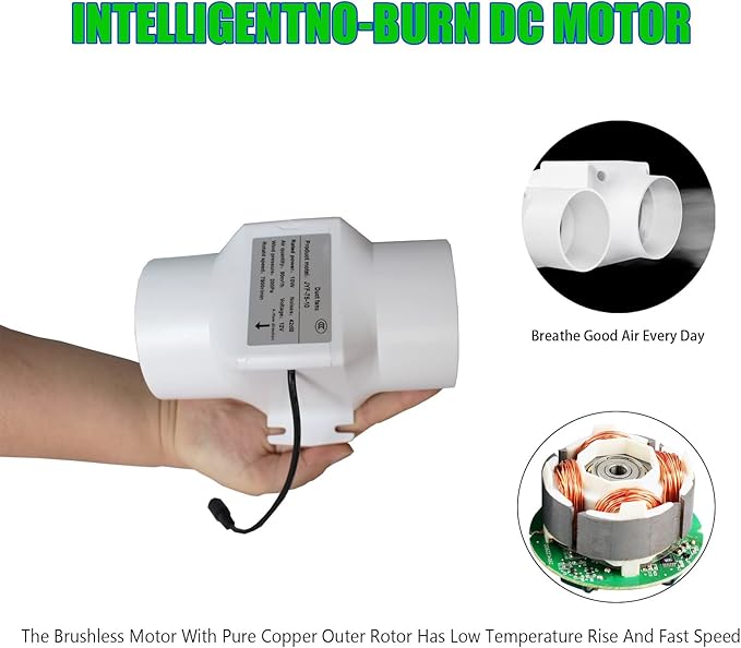 14W 2.3Inches Duct Inline Fan 60mm Mini Intake Fume Extractor Low Noise 57CFM Air Circulation Vent Blower for Fan Filter Grow Tent Ceiling Wall (Color : Adjustable Speed)