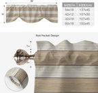 Brown Ombre Wooden Tie Up Valance Curtains for Windows, Kitchen Curtains Window Shades, Farmhouse Retro Khaki Wood Light Filtering Roman Curtain Valances for Bedroom/Bathroom/Cafe 42"x12"