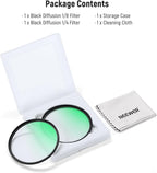 NEEWER 52mm 1/4 & 1/8 Black Diffusion Camera Lens Filter 2 Pack Set, Dreamy Cinematic Effect Filter Multicoated Glass Storage Case Cleaning Cloth, for Portrait Photography Video