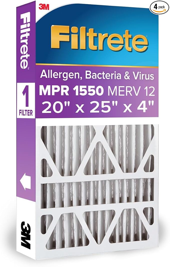 Filtrete High Performance Deep Pleat Filter NDP03-4IN-4, 20 in x 25 in x 4 in (50.8 cm x 63.5 cm x 10.1 cm), 4 packs per case