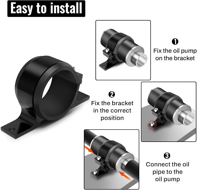 2 Pcs Universal Car Fuel Pump Fuel Filter Mounting Bracket Aluminum Clamp Holder with Rubber Insert, Black Hard Aluminum Anodized Accessories Suitable for Vehicle Fuel Oil Line (58 to 65 mm)