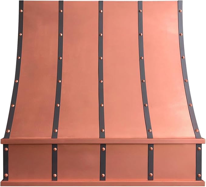 CT Copper Tailor Sloped Copper Vent Hood Island Mount,54'' W,30''H,1260 CFM Exhaust Fan,Stainless Steel Vent,LED Light,Dishwasher-Safe Baffle Filters,VH8TR1