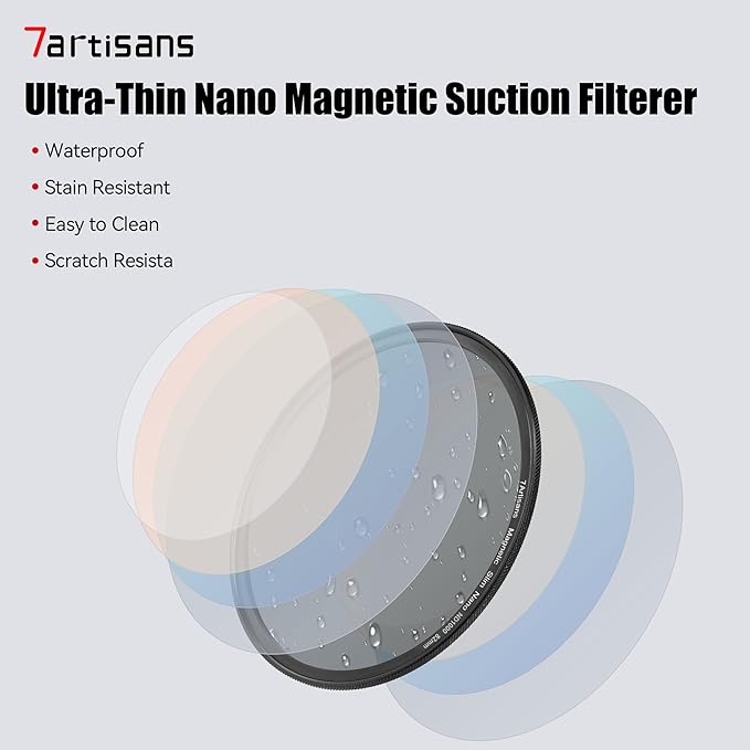 7artisans Nano Magnetic Filter UV Filter ND Light Reduction Filter/CPL Polarization Filter/GND Gradient Filter/Black Mist 1/4 Portrait Photography Filter Suitable for Lens(67mm 5-in-1 Set)